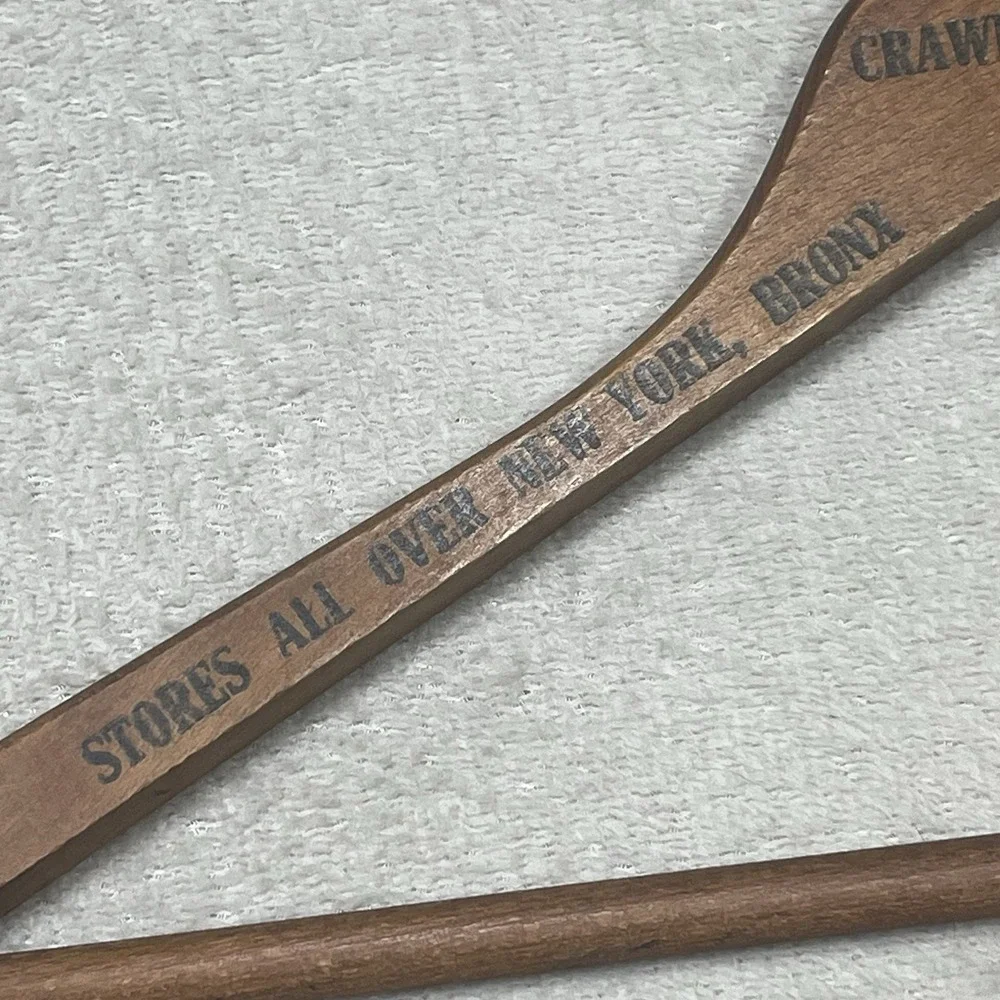 Vintage Crawford Clothes Wooden Hanger New York Bronx Brooklyn Jamaica